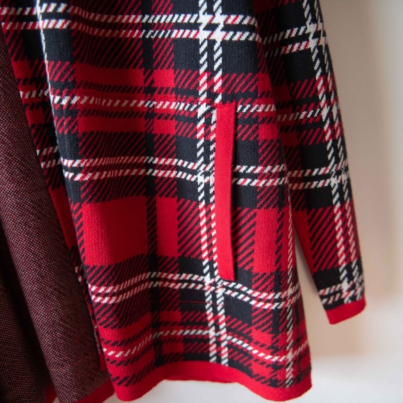 Lands' End Plaid Tartan Open Front Knit Cotton Cardigan - Picture 4 of 10